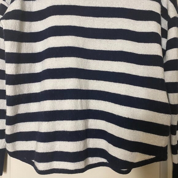 Madewell S Navy White Stripe Mock Neck Sweater Wool Alpaca Blend Preppy - Picture 8 of 9